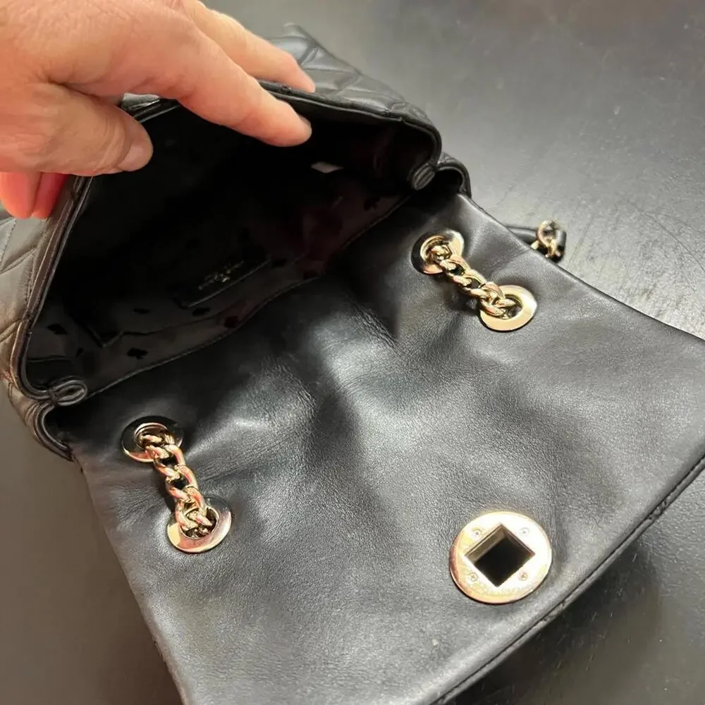 Kate Spade Black‎ Quilted Shoulder Bag with Gold Chain
